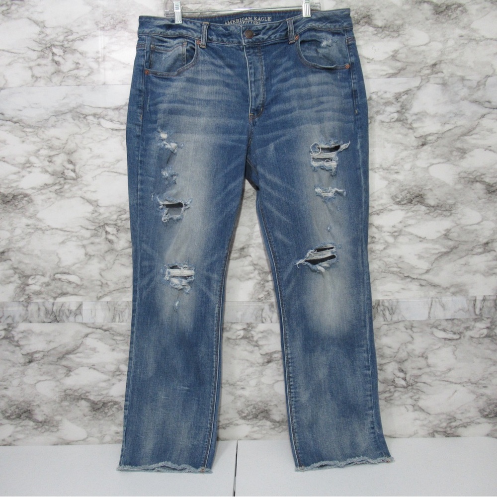 American Eagle Tom Girl Distressed Denim Jeans Size 18